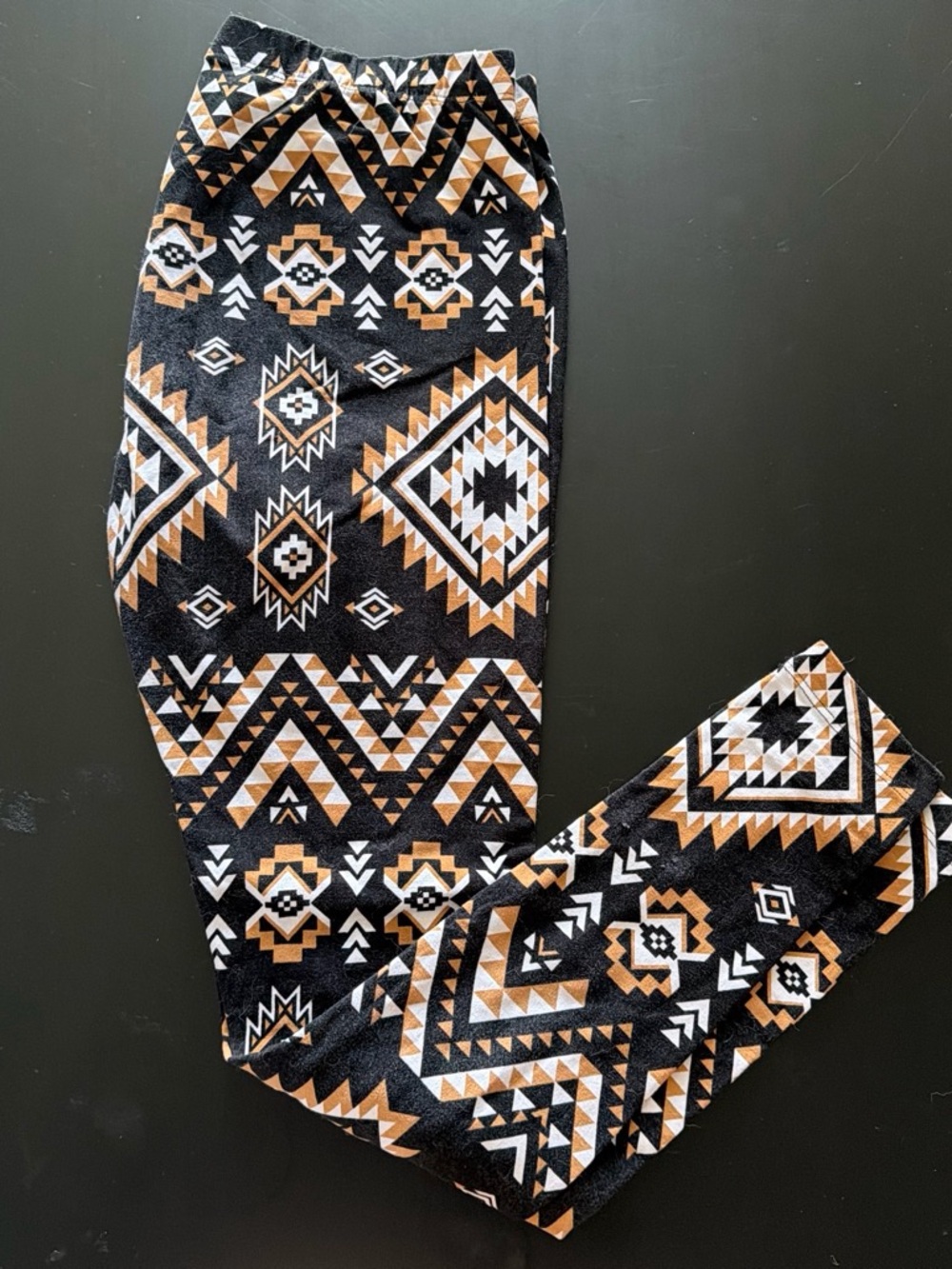 No Boundaries Black, White & Tan Aztec Print Kids Leggings